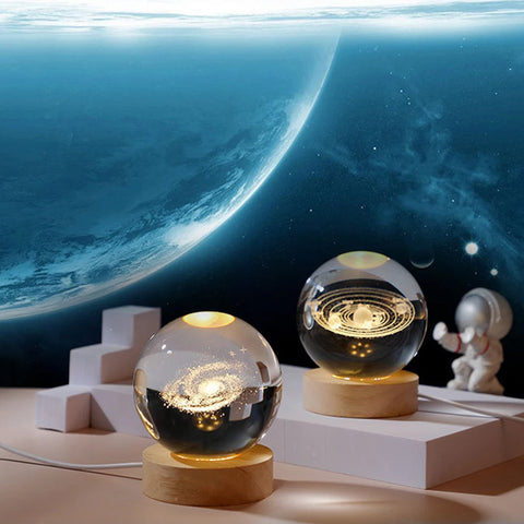 Lampe boule de cristal galaxie 3D